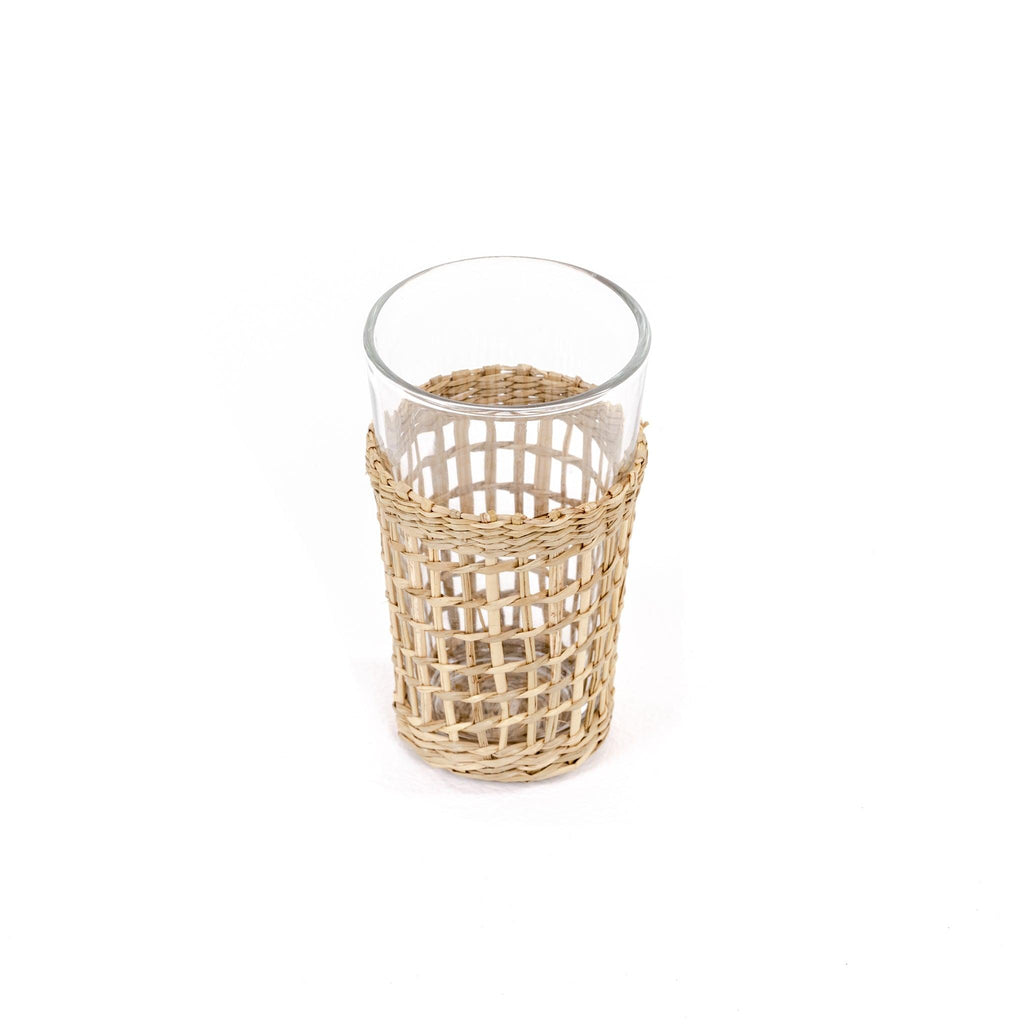 Zada Drinking Glass with Woven Seagrass Sleeve - Pure Salt Shoppe